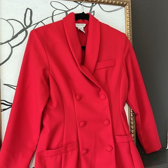 Vintage Red Double Breasted Blazer w/ Red Buttons Women's Size 6 Medium - Picture 2 of 4